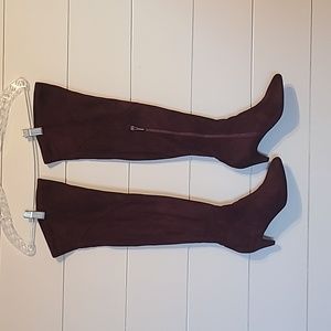 Burgundy knee high boots